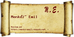 Menkó Emil névjegykártya